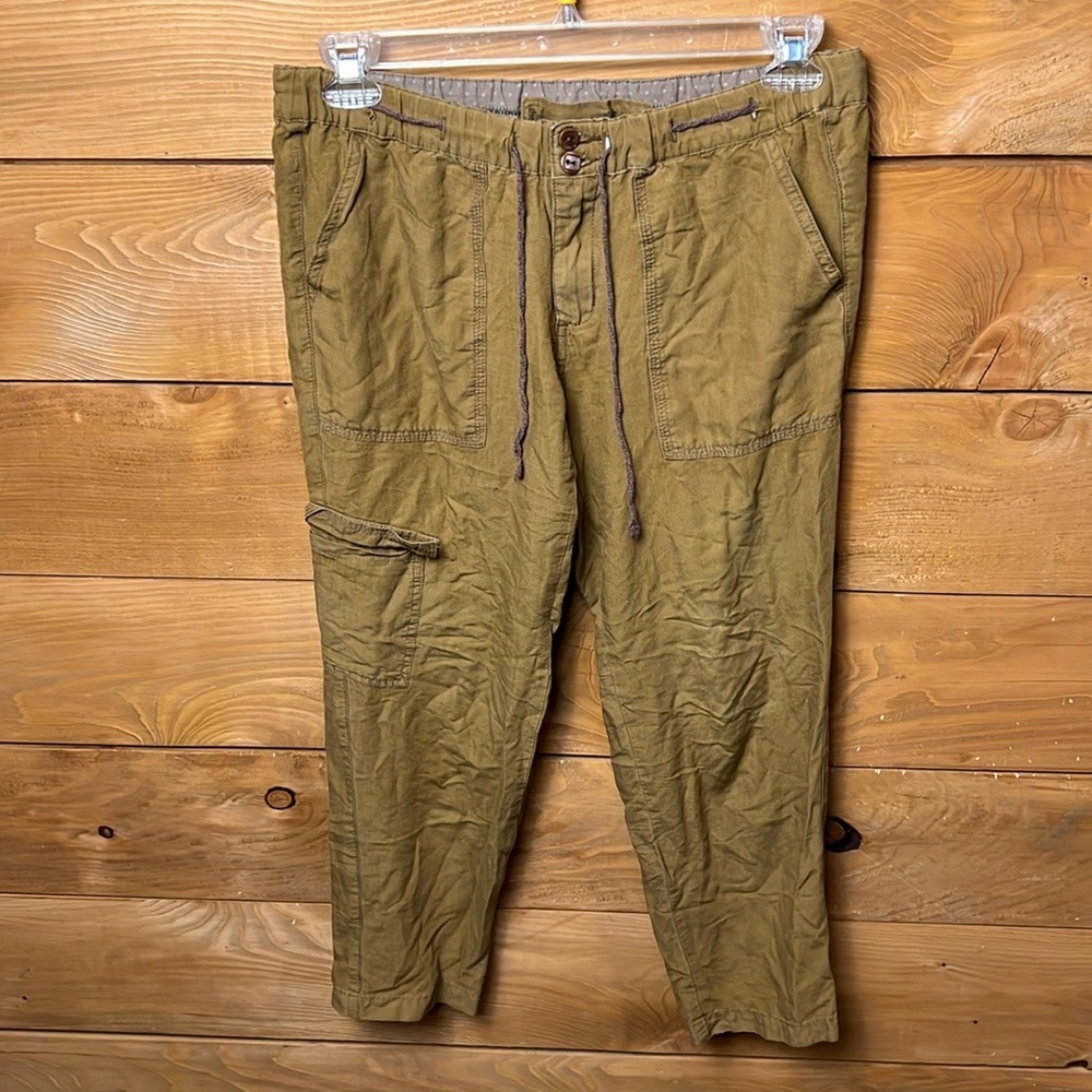 Hei Hei Anthropologie Crop Cargo Pant Women 6 Bison Brown Drawstring Relaxed Fit
